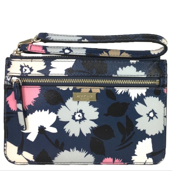 kate spade Handbags - Kate Spade, NWOT, Women's, Floral Wristlet/ Clutch, Zipper Closure, Color Blue